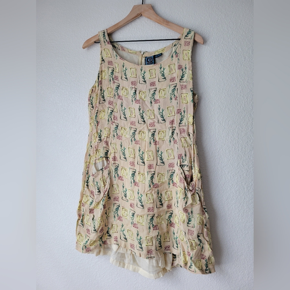 vintage ecote abstract fern mini dress, small